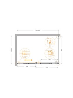 CEZARES Plane Душевой уголок прямоугольный двери раздвижные размер 120x80 см, профиль - брашированное золото / стекло - прозрачное PLANE-AH-1-120/80-C-BORO