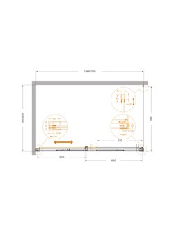 CEZARES Plane Душевой уголок прямоугольный двери раздвижные размер 130x80 см, профиль - брашированное золото / стекло - прозрачное PLANE-AH-1-130/80-C-BORO