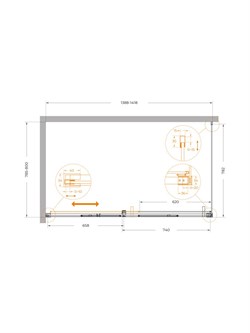 CEZARES Plane Душевой уголок прямоугольный двери раздвижные размер 140x80 см, профиль - сатин / стекло - прозрачное PLANE-AH-1-140/80-C-IN