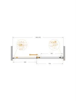 CEZARES Plane Душевая дверь в нишу раздвижная профиль - сатин / стекло - прозрачное, ширина 140 см PLANE-BF-1-140-C-IN