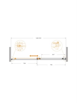 CEZARES Plane Душевая дверь в нишу раздвижная профиль - оружейная сталь / стекло - прозрачное, ширина 150 см PLANE-BF-1-150-C-GM