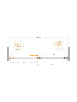 CEZARES Plane Душевая дверь в нишу раздвижная профиль - брашированное золото / стекло - прозрачное, ширина 160 см PLANE-BF-1-160-C-BORO