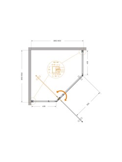 CEZARES Plane Душевой уголок пятиугольный двери распашные размер 90x90 см, профиль - хром / стекло - прозрачное PLANE-P-1-90-C-CR