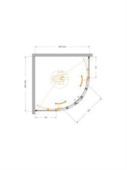 CEZARES Plane Душевой уголок полукруглый двери раздвижные размер 90x90 см, профиль - оружейная сталь / стекло - прозрачное PLANE-R-2-90-C-GM
