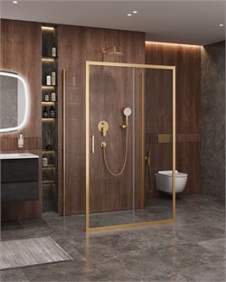CEZARES Molveno Душевой уголок прямоугольный размер 160x90 см двери раздвижные профиль - брашированное золото / стекло - прозрачное MOLVENO-AH-12-160/90-C-BORO-IV
