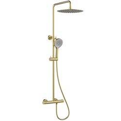 LEMARK Смеситель Beluga LMF-8045B-BRLG для душа с регулируемой высотой штанги и лейкой верхнего душа «Тропический дождь», термостатический, золото LMF-8045B-BRLG