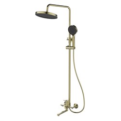 LEMARK Смеситель Siberia LMF-7026B-BRG для ванны и душа с регулируемой высотой штанги и лейкой верхнего душа «Тропический дождь», брашированное золото LMF-7026B-BRG