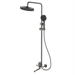 LEMARK Смеситель Siberia LMF-7026B-GM для ванны и душа с регулируемой высотой штанги и лейкой верхнего душа «Тропический дождь», графит LMF-7026B-GM