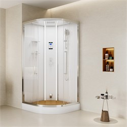ESBANO Eso Premium Душевая кабина с паром полукруглая размер 100x100 см профиль - хром / стекло - прозрачное ESKOPA100CR-ST