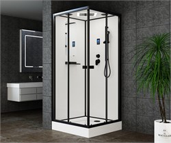 ESBANO Fora Душевая кабина квадратная размер 90x90 см профиль - черный матовый / стекло - прозрачное ESKBFO90CKR