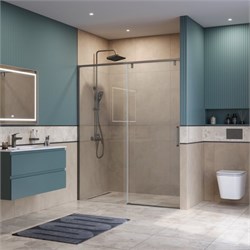 BELBAGNO Soft Close-1 Душевая дверь в нишу раздвижная ширина 160 см, профиль - оружейная сталь / стекло - прозрачное SOFT_CLOSE-1-BF-1-160-C-GM