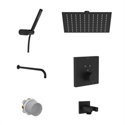 VITRA Встраиваемый душевой комплект Square A49310EXP с термостатом матовый черный латунь A49310EXP