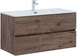 AQUANET Тумба с раковиной Алвита new 100 2 ящ. цв.дуб веллингтон табак AQUANET-335684