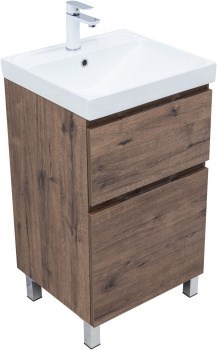AQUANET Тумба с раковиной Алвита new 50 (Flash) напольная 2 ящ. цв.дуб веллингтон табак AQUANET-345684