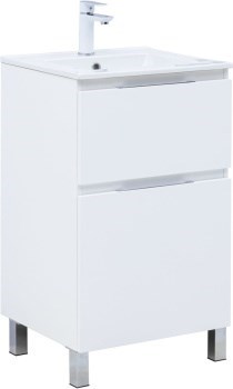 AQUANET Тумба с раковиной Алвита new 50 (Flat) напольная 2 ящ. цв. белый матовый AQUANET-345673