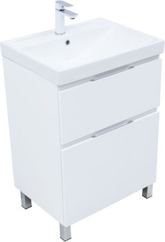 AQUANET Тумба с раковиной Алвита new 60 (Flash) напольная 2 ящ. цв. белый матовый AQUANET-345685