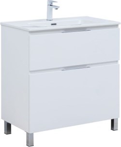 AQUANET Тумба с раковиной Алвита new 80 (Flat) напольная 2 ящ. цв. белый матовый AQUANET-345679