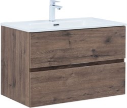 AQUANET Тумба с раковиной Алвита new 80 2 ящ. цв.дуб веллингтон табак AQUANET-335687
