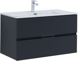 AQUANET Тумба с раковиной Алвита new 90 2 ящ. цв.антрацит AQUANET-306164