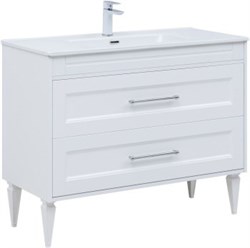 AQUANET Тумба с раковиной Бостон new 100 (Flat) цв.белый сатин AQUANET-345363