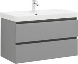 AQUANET Тумба с раковиной Вега 2.0 90 2 ящ. цв.мисти грин (раковина Ирис) AQUANET-344748