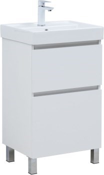 AQUANET Тумба с раковиной Вега 50 напольная белый глянец AQUANET-367327
