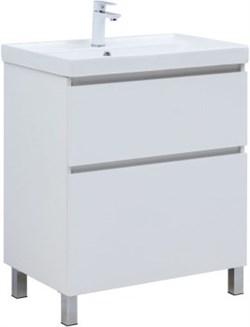AQUANET Тумба с раковиной Вега 70 (Ирис) напольная 2 ящ. цв. белый глянец AQUANET-345376