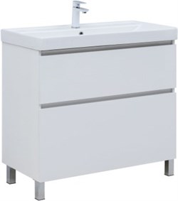 AQUANET Тумба с раковиной Вега 90 (Ирис) напольная 2 ящ. цв. белый глянец AQUANET-345378