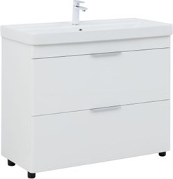 AQUANET Тумба с раковиной Ирис new 100 напольная 2 ящ. цв.белый глянец AQUANET-342096