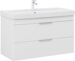 AQUANET Тумба с раковиной Ирис new 100 подвесная 2 ящ. цв. белый глянец AQUANET-342095