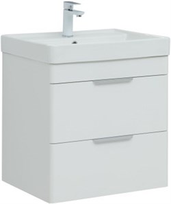 AQUANET Тумба с раковиной Ирис new 120 R подвесная 2 ящ. цв. белый глянец AQUANET-332259