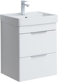 AQUANET Тумба с раковиной Ирис new 50 (Ирис Т) подвесная 2 ящ. цв. белый глянец AQUANET-367336