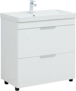 AQUANET Тумба с раковиной Ирис new 80 напольная 2 ящ. цв.белый глянец AQUANET-312429
