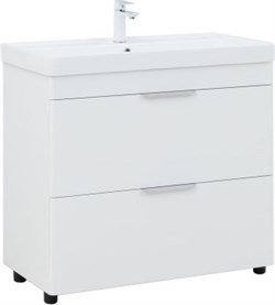 AQUANET Тумба с раковиной Ирис new 90 напольная 2 ящ. цв.белый глянец AQUANET-342094
