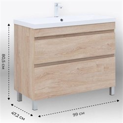 AQUANET Тумба с раковиной Нота New 100 дуб светлый AQUANET-345807