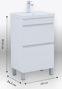 AQUANET Тумба с раковиной Нота New 50 белый глянец AQUANET-345793