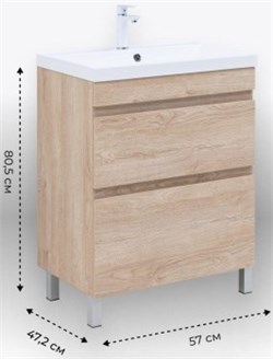 AQUANET Тумба с раковиной Нота New 60 дуб светлый AQUANET-345798