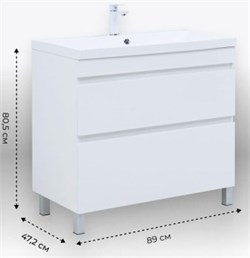 AQUANET Тумба с раковиной Нота New 90 белый глянец AQUANET-345802