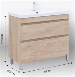 AQUANET Тумба с раковиной Нота New 90 дуб светлый AQUANET-345804