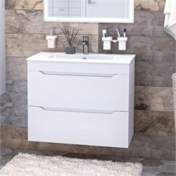 AQUANET Тумба с раковиной Практика 80 2 ящ. цв.белый глянец AQUANET-354887