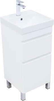 AQUANET Тумба с раковиной Слим 40 напольная 2 ящ. цв.белый сатин AQUANET-348174