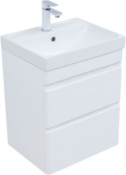 AQUANET Тумба с раковиной Слим 50 2 ящ. цв.белый сатин AQUANET-348175