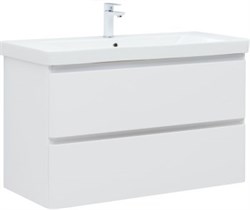 AQUANET Тумба с раковиной Эмбер 105 2 ящ. цв.белый матовый (раковина Luxury) AQUANET-332490