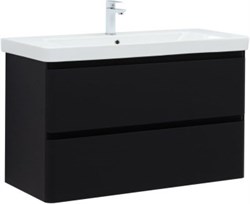AQUANET Тумба с раковиной Эмбер 105 2 ящ. цв.черный матовый (раковина Luxury) AQUANET-332491