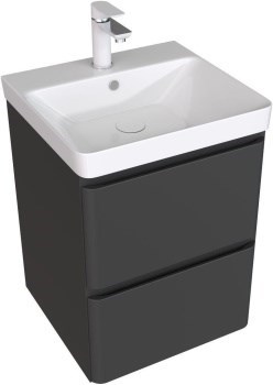 AQUANET Тумба с раковиной Эмбер 50 2 ящ. цв.черный матовый (раковина Luxury) AQUANET-332497