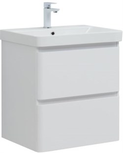 AQUANET Тумба с раковиной Эмбер 60 2 ящ. цв.белый матовый (раковина Luxury) AQUANET-332494