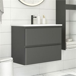 AQUANET Тумба с раковиной Эмбер 60 2 ящ. цв.черный матовый (раковина Urban) AQUANET-332504