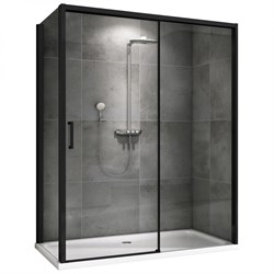ABBER Komfort Душевой уголок прямоугольный двери раздвижные размер 130x100 см, профиль - черный / стекло - прозрачное AG93130B-S102B