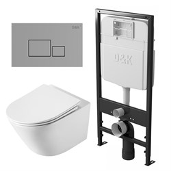 DK Комплект Унитаз подвесной безободковый (торнадо) DT1476516 белый + Инсталляция DI8055119 + Клавиша смыва DB1519001, хром (DS1471602) DS1471602