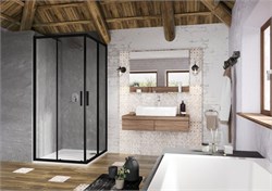 RAVAK Blix Slim Душевой уголок квадратный размер 80x80 см двери раздвижные, профиль - черный / стекло - прозрачное X1LM40300Z1